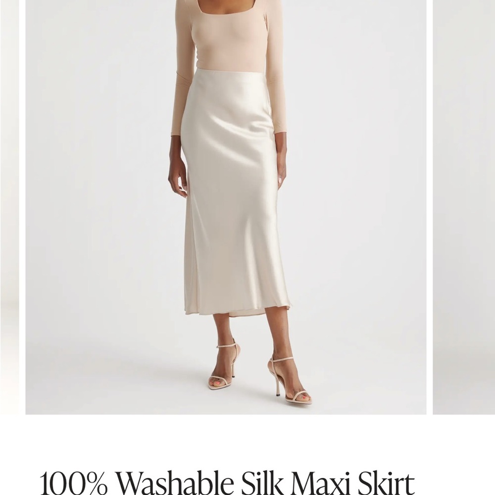 Quince Cream Maxi Slip Skirt for Cocktail